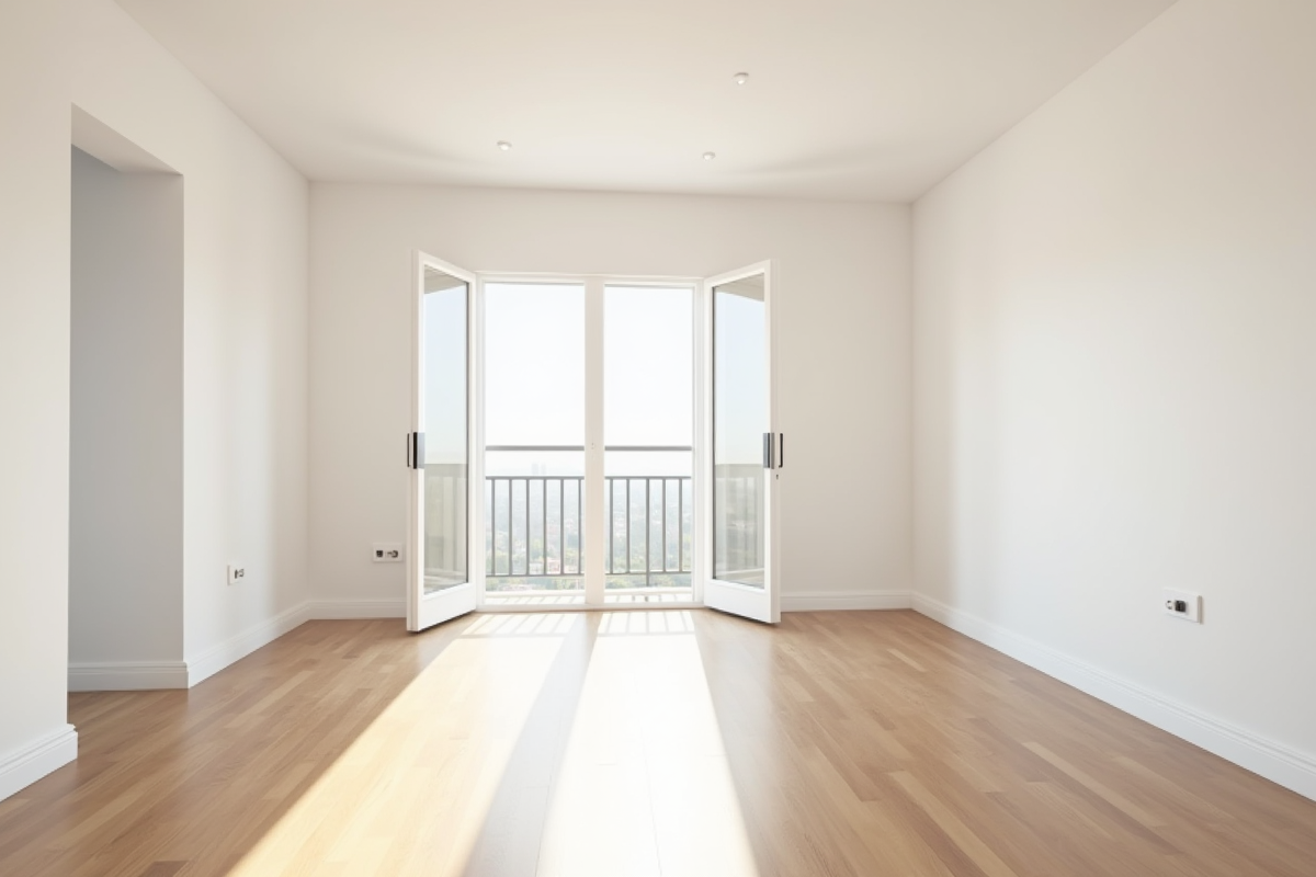 Appartement vide avec murs blancs et sol en bois