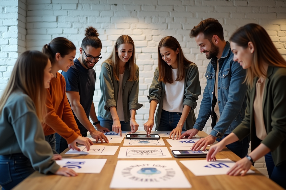 Groupe de jeunes créatifs discutant autour d une table