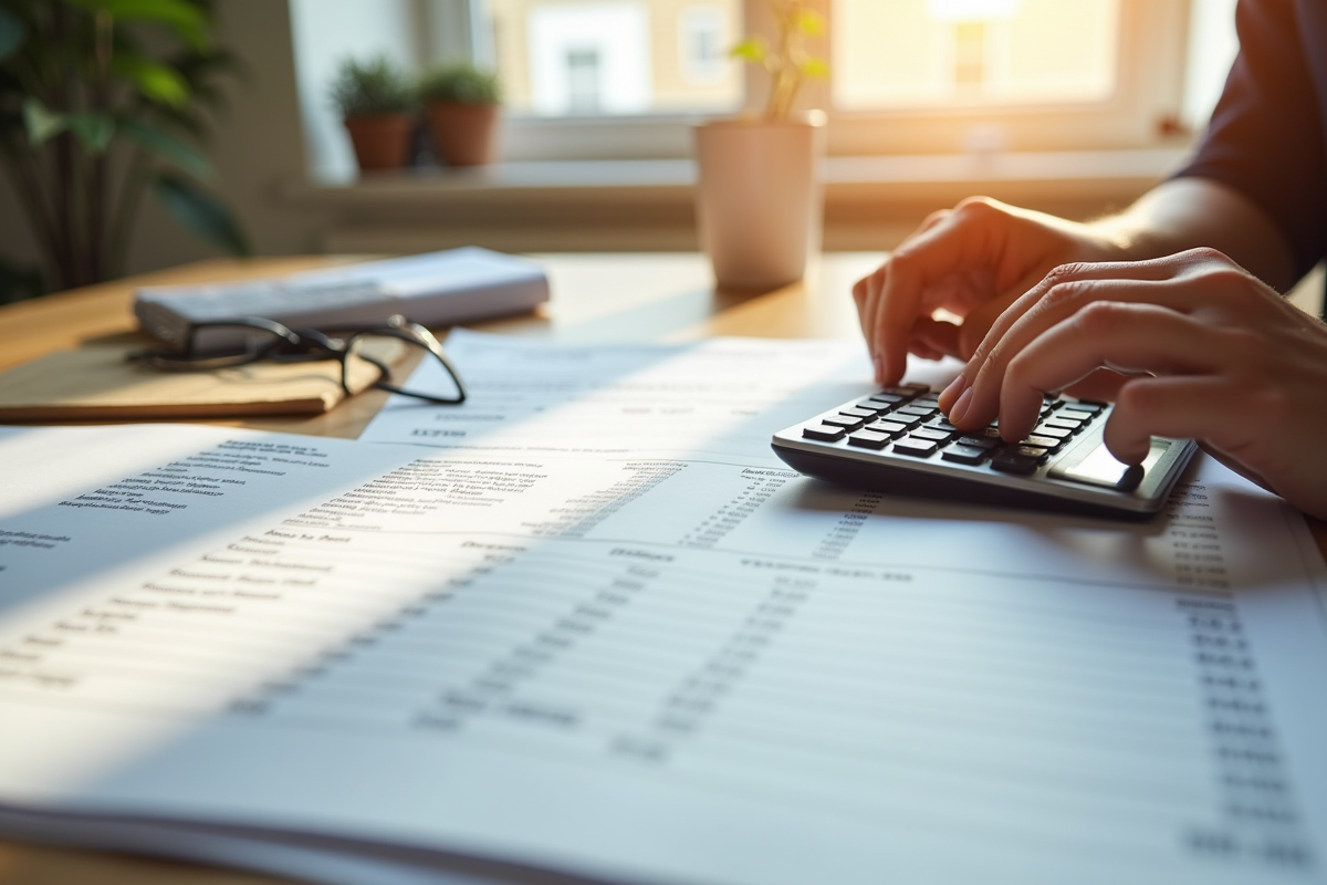 Facture d energie avec calculatrice et documents financiers