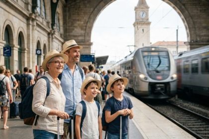 Famille multigénérationnelle profitant de vacances ensemble à la mer