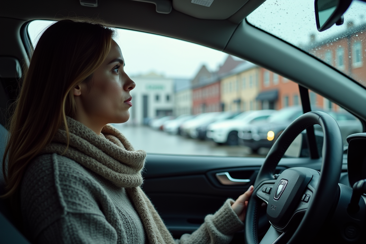 Femme regardant par la fenêtre d