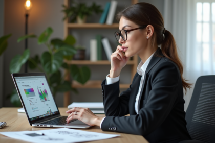 Jeune femme professionnelle en bureau moderne et organisé