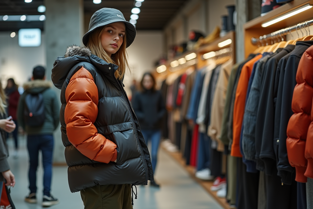 Jeune femme dans une boutique streetwear à Lyon