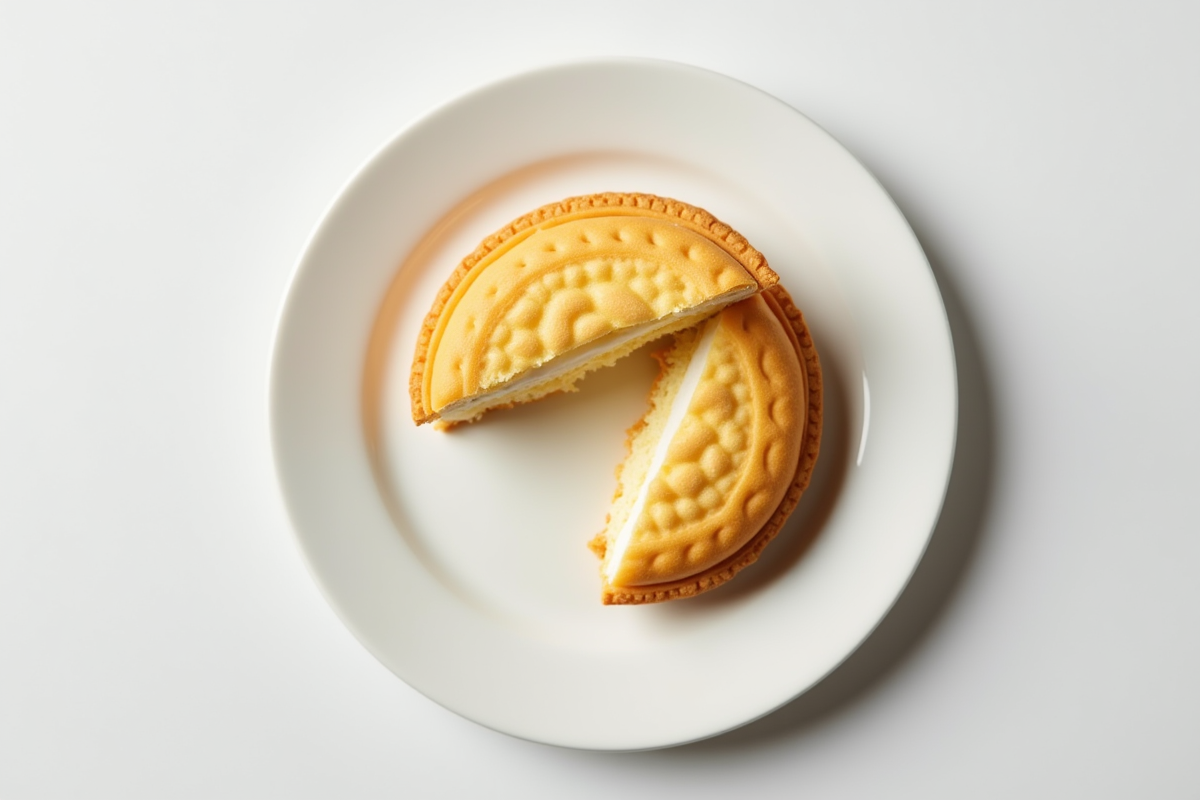 Tranche de biscuit Joconde montrant sa texture moelleuse